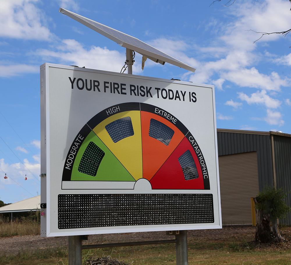 Roadside Fire Danger Ratings sign Photo credit: NSW Rural Fire Service